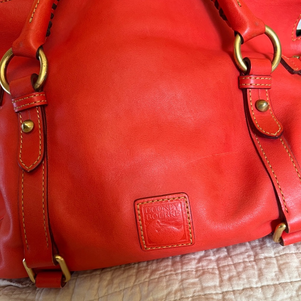 Dooney & Bourke Vibrant Red Florentine Leather Satchel - Picture 4 of 12